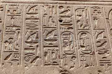 Egyptian Hieroglyphs in Luxor Temple, Luxor, Egypt