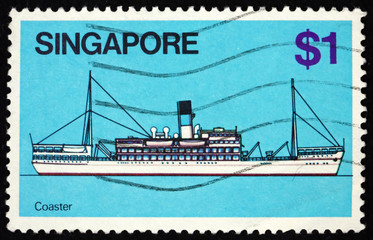 Postage stamp Singapore 1980 coaster, coastal trading vessel