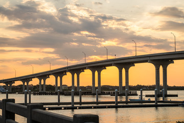 Fototapeta na wymiar Inter Coastal Bridge Against the Sunset Sky