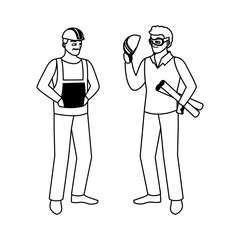 male builder constructor with architect boss