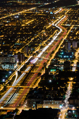 Fototapeta na wymiar Night Aerial of Chicago Interstate At Night