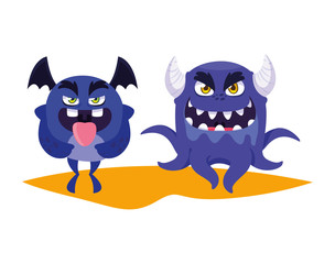 funny monsters comic characters colorful