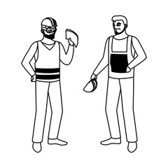 male builders constructors workers characters