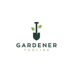 shovel gardener vector icon logo design