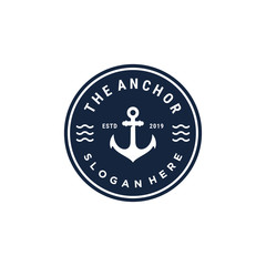 emblem anchor symbol vector logo design