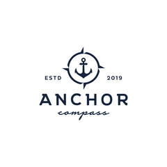anchor compass symbol vector logo design © bagus