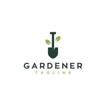 Shovel Gardener Vector Icon Logo Design