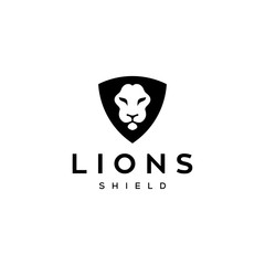 lion head shield vector icon logo design