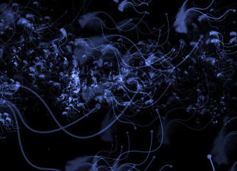 Blue abstract swirl element on black background. Abstract background Spirit and ghost, miracle