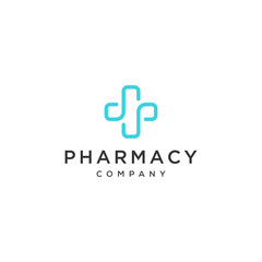 health cross pharmacy symbol line vector icon logo design