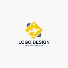 Travel logo template design vector, airplane icon illustration. Holiday logo agency company.