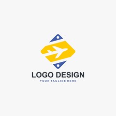 Travel logo template design vector, airplane icon illustration. Holiday logo agency company.