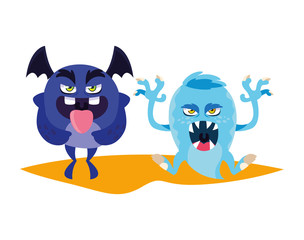 Naklejka premium funny monsters comic characters colorful