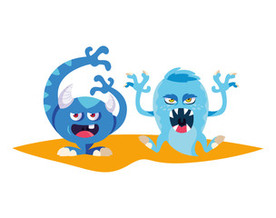 funny monsters comic characters colorful