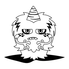 Fototapeta premium funny monster with horn comic character