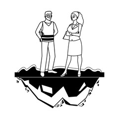 male builder constructor with woman engineer