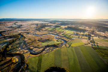 Farmland Outback Hot Air Ballooning Aerial View