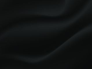 Abstract texture Background. Black Satin Silk. Cloth Fabric Textile  with Wavy Folds. 