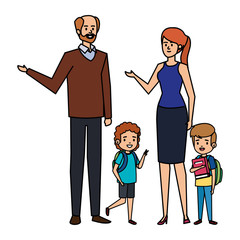 happy student boys with couple teachers