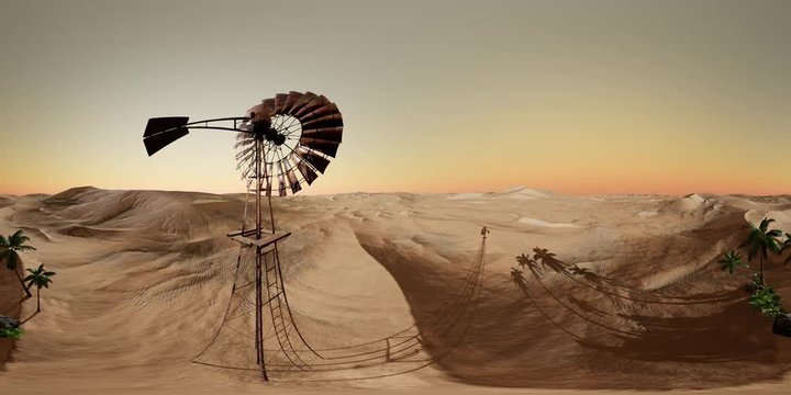 vr 360 camera moving above desert. ready for use in vr360 virtual reality