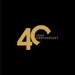40 Year Anniversary Celebration Vector Template Design Illustration - obrazy, fototapety, plakaty