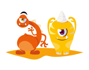 funny monsters comic characters colorful