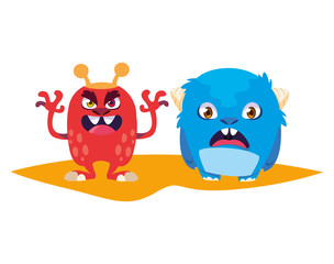 funny monsters comic characters colorful