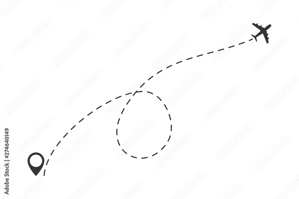 Poster Path route icon template black color editable. Path route symbol Flat vector sign isolated on white background. Airplane line path vector icon of start point and dash line trace for air trip or travel