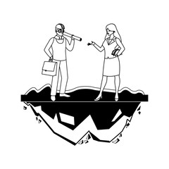 female builder constructor worker with architect boss