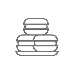 Macaroons, macarons, cakes, sweet bakery line icon.