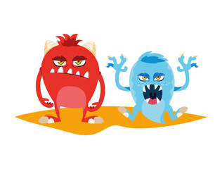 funny monsters comic characters colorful