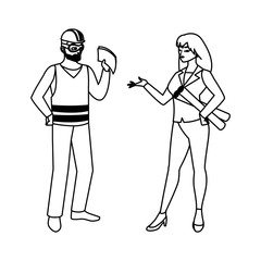 male builder constructor with woman engineer