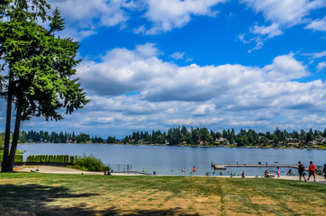 Fototapeta na wymiar Angle Lake Park in SeaTac, Washington USA