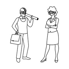 couple of engineers builders workers characters