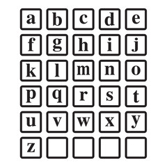 lowercase letters children's wooden alphabet blocks vector graphic icon illustration