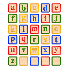 lowercase letters children's wooden alphabet blocks vector graphic icon illustration