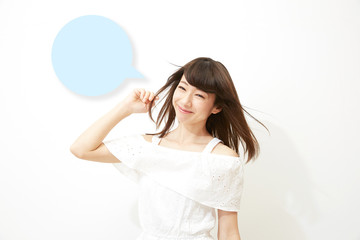 Naklejka premium 女性 白バック