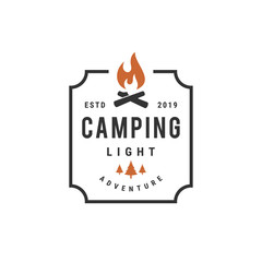 camp fire vector logo design