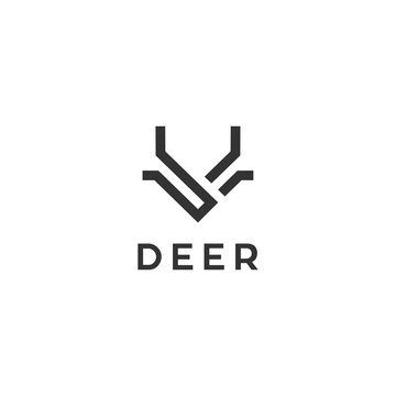 Simple Abstract Deer Head Vector Logo Design