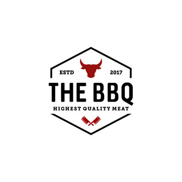 vintage barbeque / bbq smoke grill vector logo design