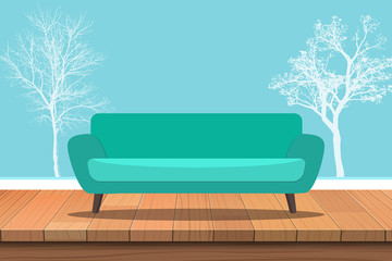 Sofa on wooden floor background wallpaper tree