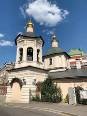 Fototapeta na wymiar Russia. Moscow, the church of Sergius of Radonezhsky in Krapivniki in summer. Krapivensky lane, 4 building 2