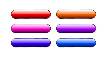 Rounded colored buttons for web sites on a white background.
