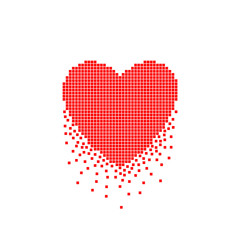 Heart icon in pixel design on a white background.