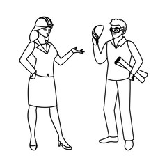 couple of engineers builders workers characters