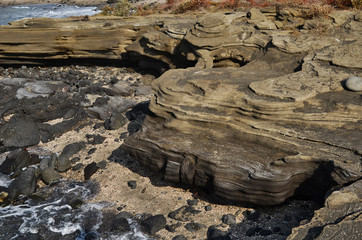 Galapagos Island Sandstone Erosion with Beach Landscape Ecuador