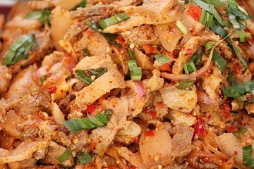 Spicy pork salad delicious at street food