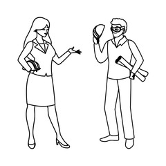 couple of engineers builders workers characters