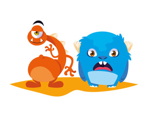 funny monsters comic characters colorful