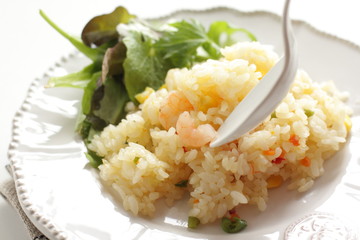 Shrimp and paprika fried rice Pilaf